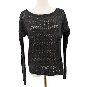 Aeropostale Open-Knit Black Sweater Size S Coastal Cowgirl Minimalist‎ Layering